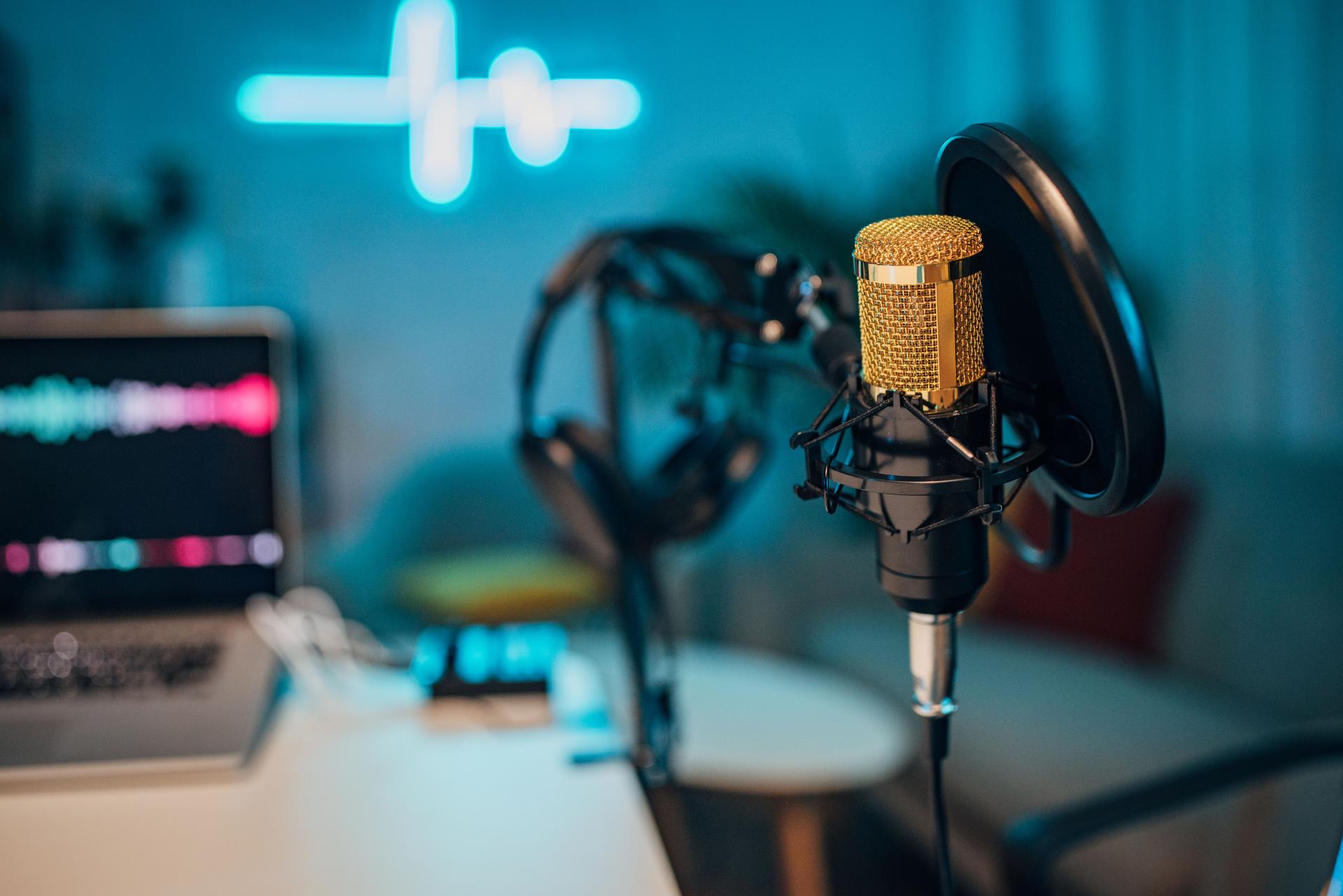 Empty podcast studio